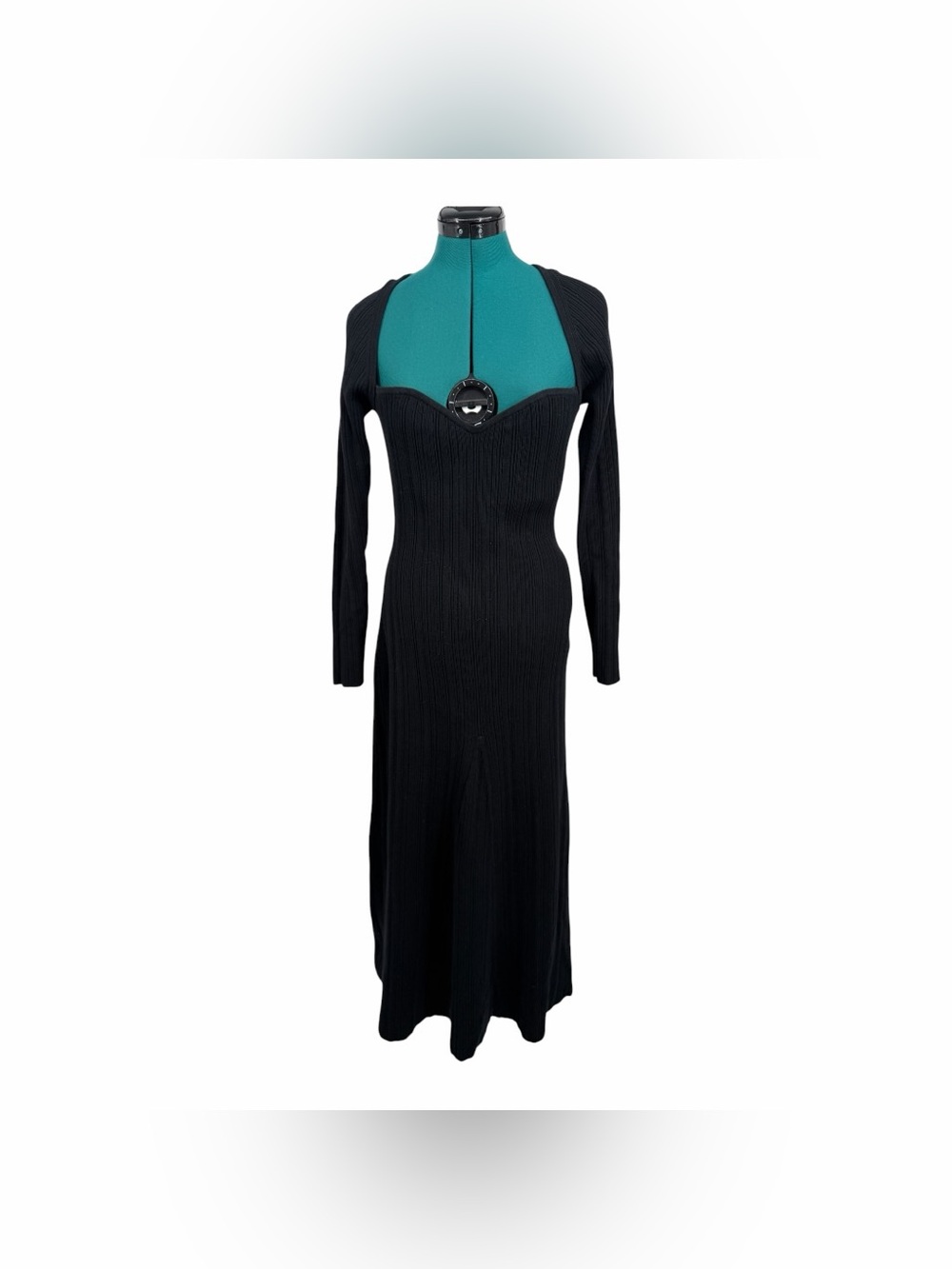 Anna Quan Vensa Rib Knit Scoop Neck Midi Dress Black Long Sleeve Size 12 - Picture 3 of 8